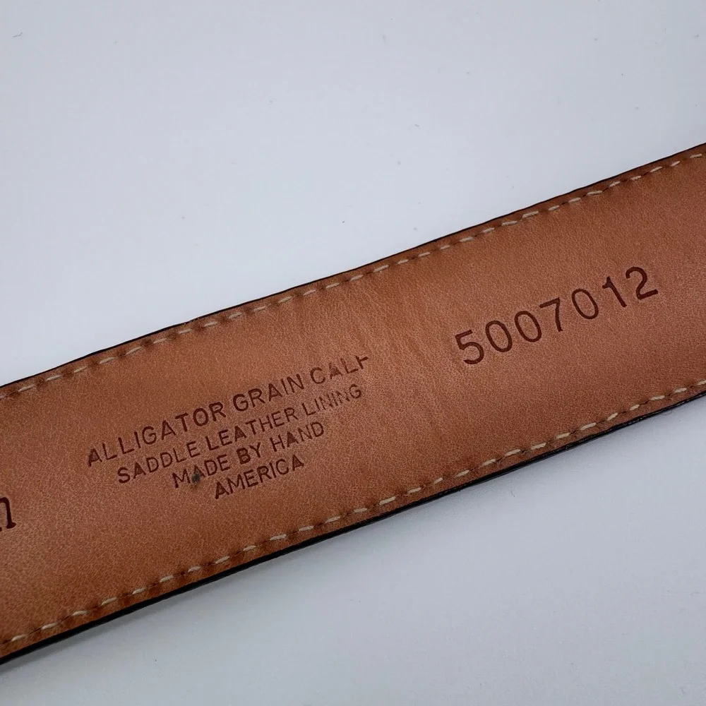Martin Dingman Belt Mens 44 Brown Alligator Grain Calf Leather‎ Dress Handmade